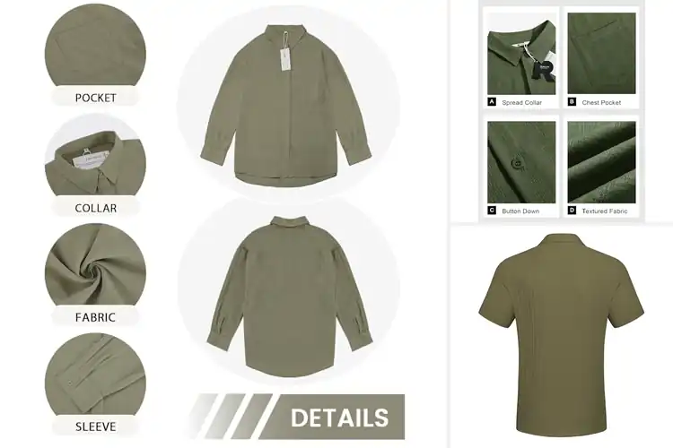 Detailed view of Best Army Green Linen Shirts