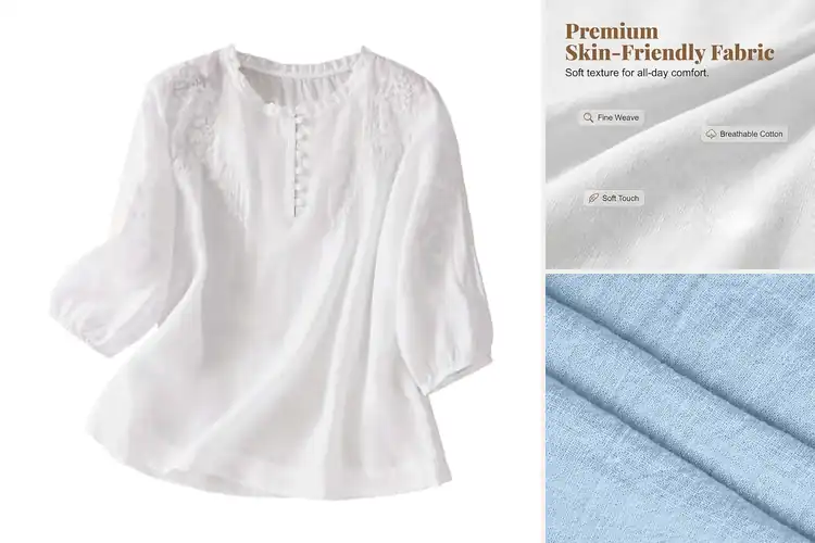 Detailed view of Best Breathable Linen Cotton Blouses