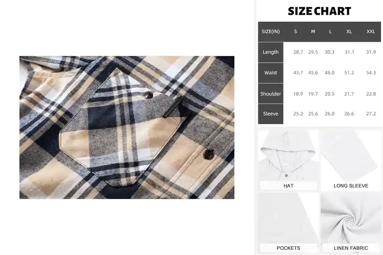 Detailed view of Best Casual Button Down Hooded Shirt