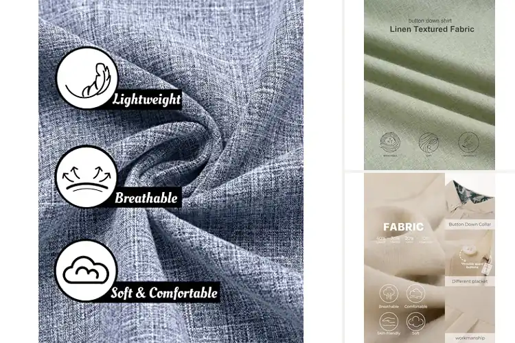 Detailed view of Best Easy Care Machine Washable Linen Shirt