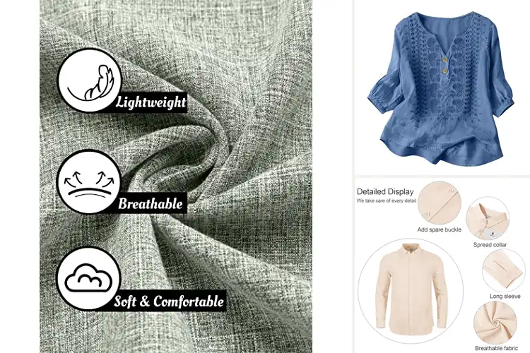 Detailed view of Best Linen Cotton Fabric Shirts